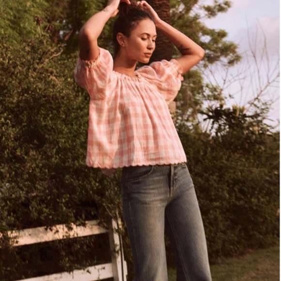 THE GREAT. Tops - Nwt The Great. garland top in pink/white
